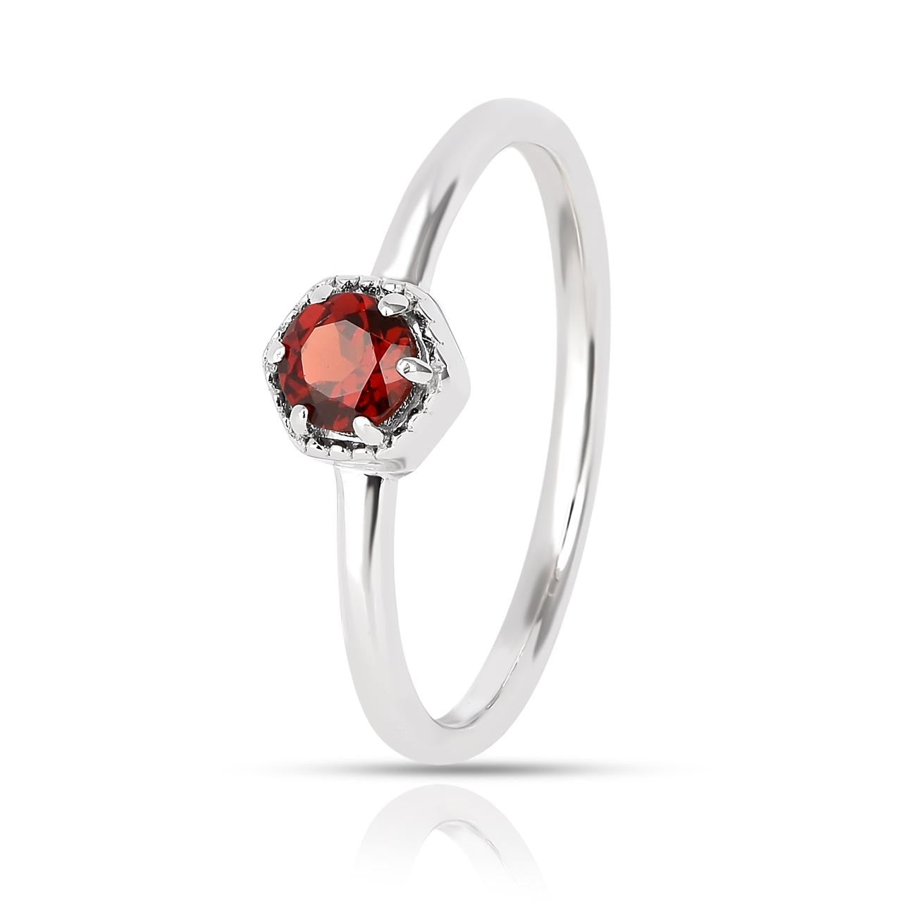 Red Garnet 5 Set - Earring, Pendant, Ring